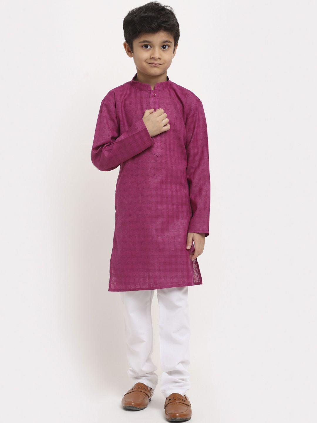 kraft india boys purple regular pure cotton kurta with pyjamas