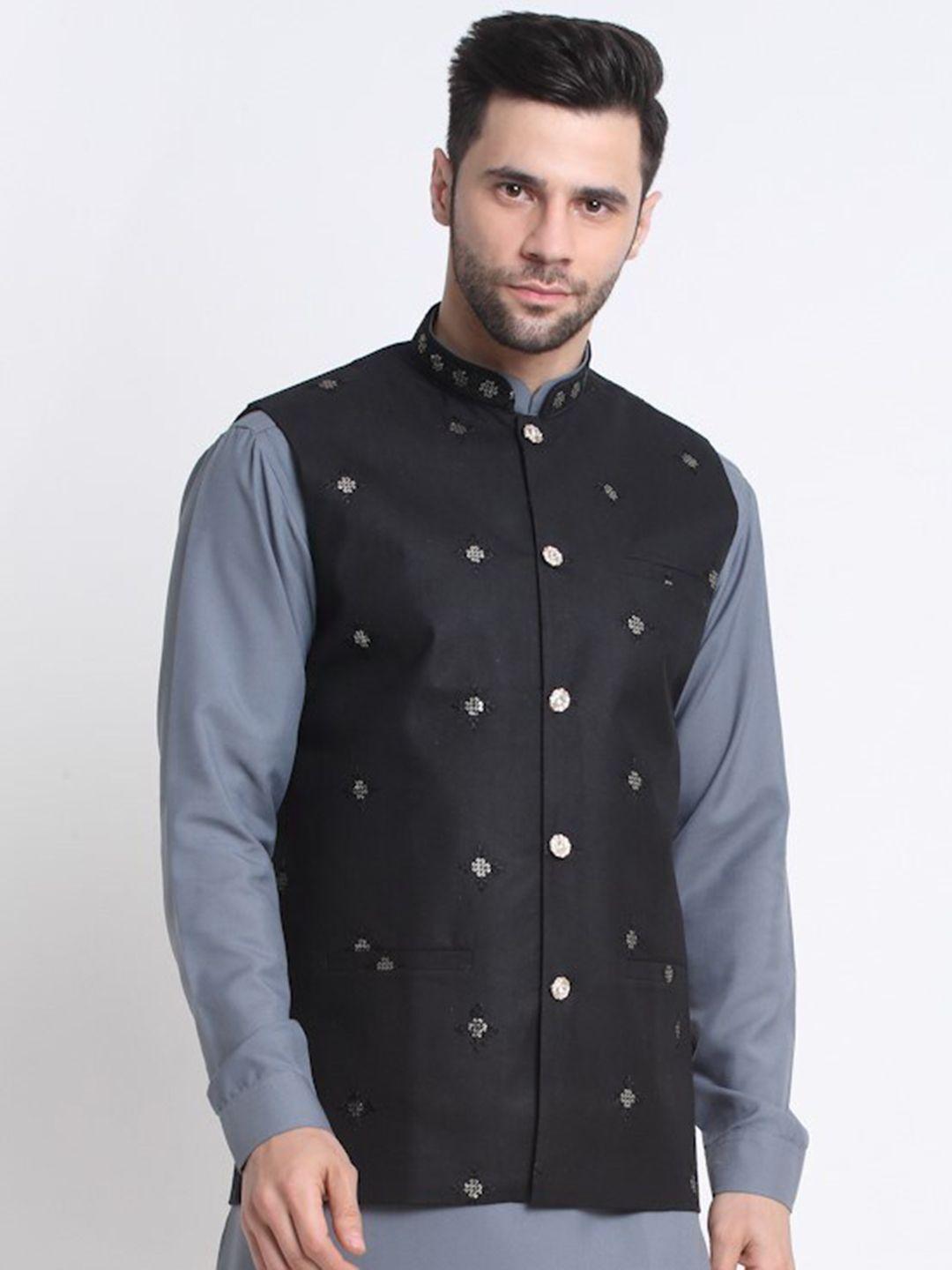 kraft india embroidered sequined mandarin collar ethnic nehru jacket
