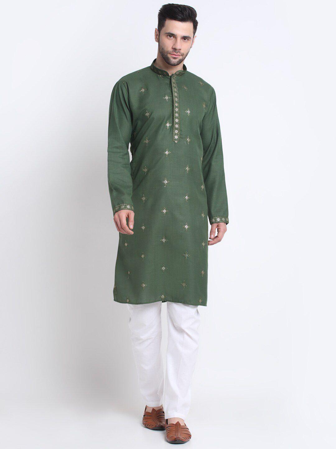 kraft india ethnic motif embroidered sequinned kurta with trousers