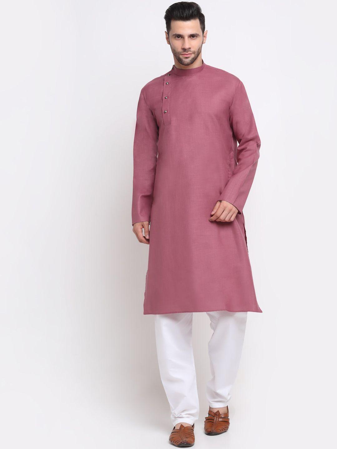 kraft india men coral solid kurta