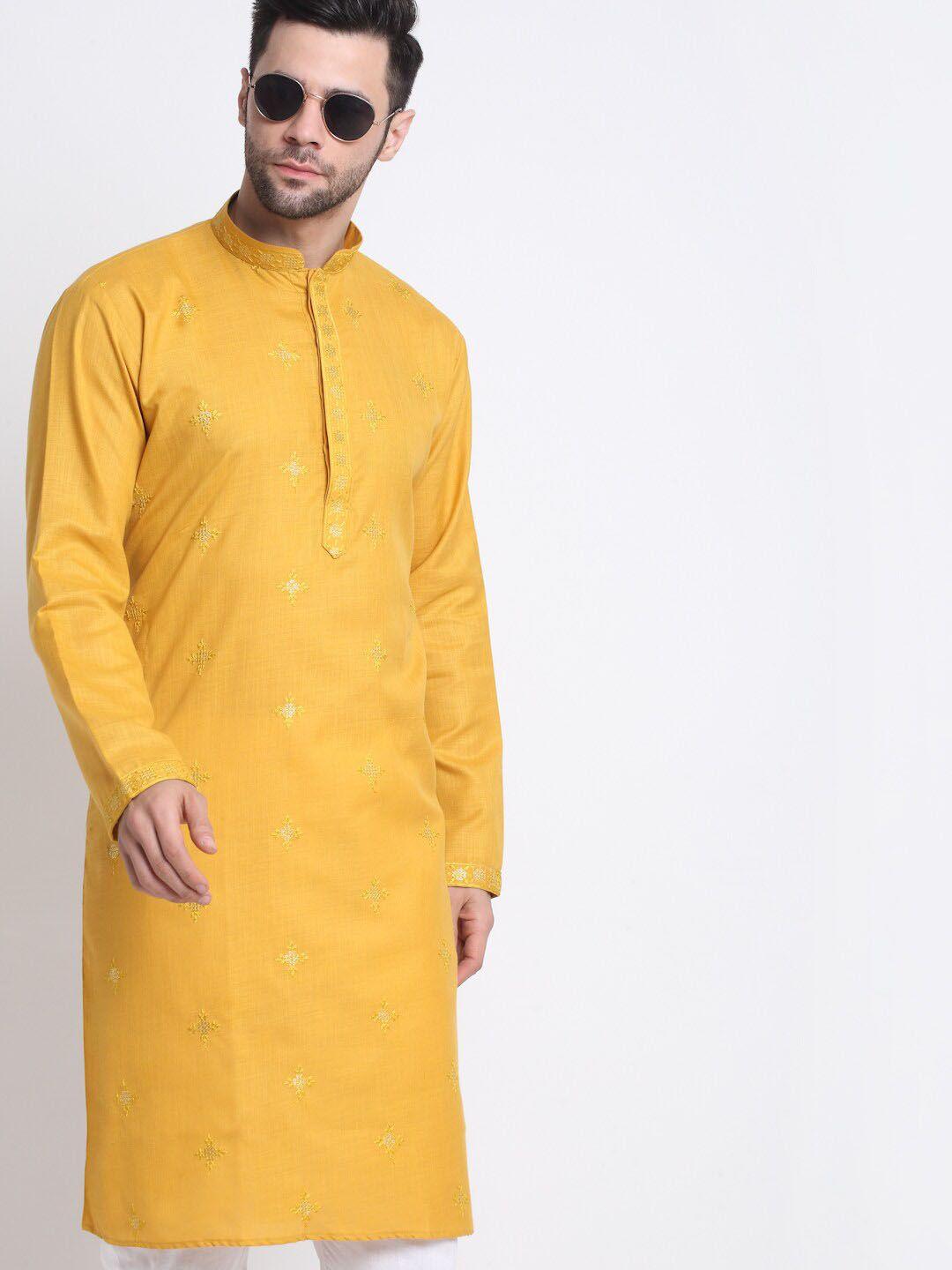 kraft india men embellished cotton kurta