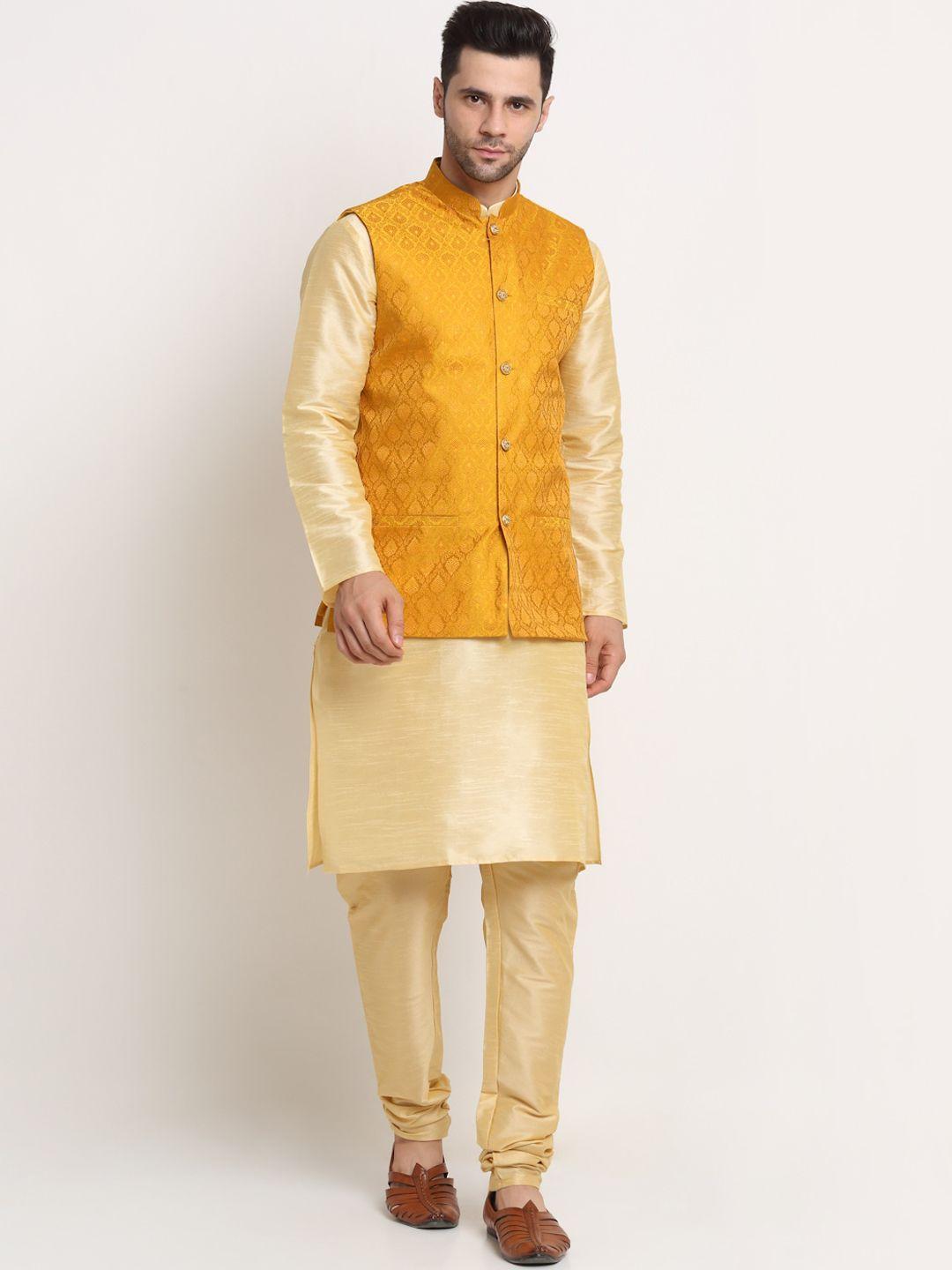 kraft india men kurta with churidar & nehru jacket