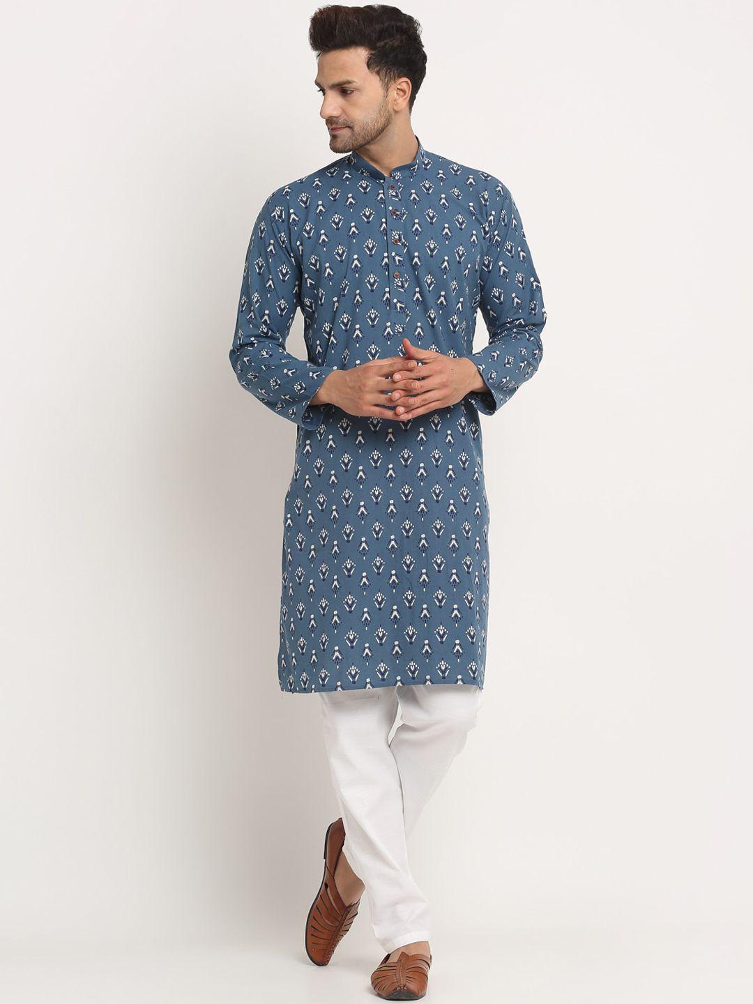 kraft india men printed cotton woven design kurta