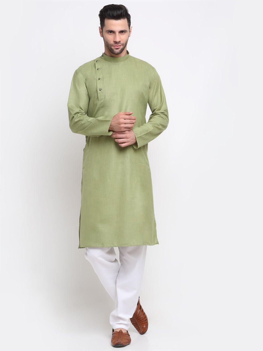 kraft india men solid pure cotton straight kurta with pyjamas