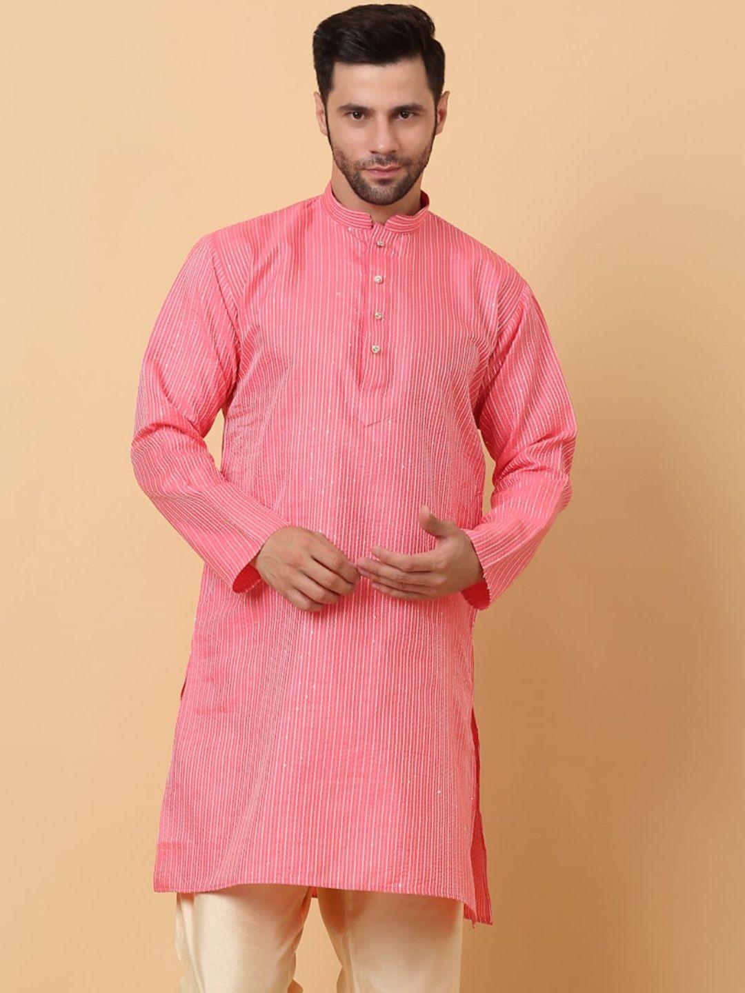 kraft india striped mandarin collar kurta