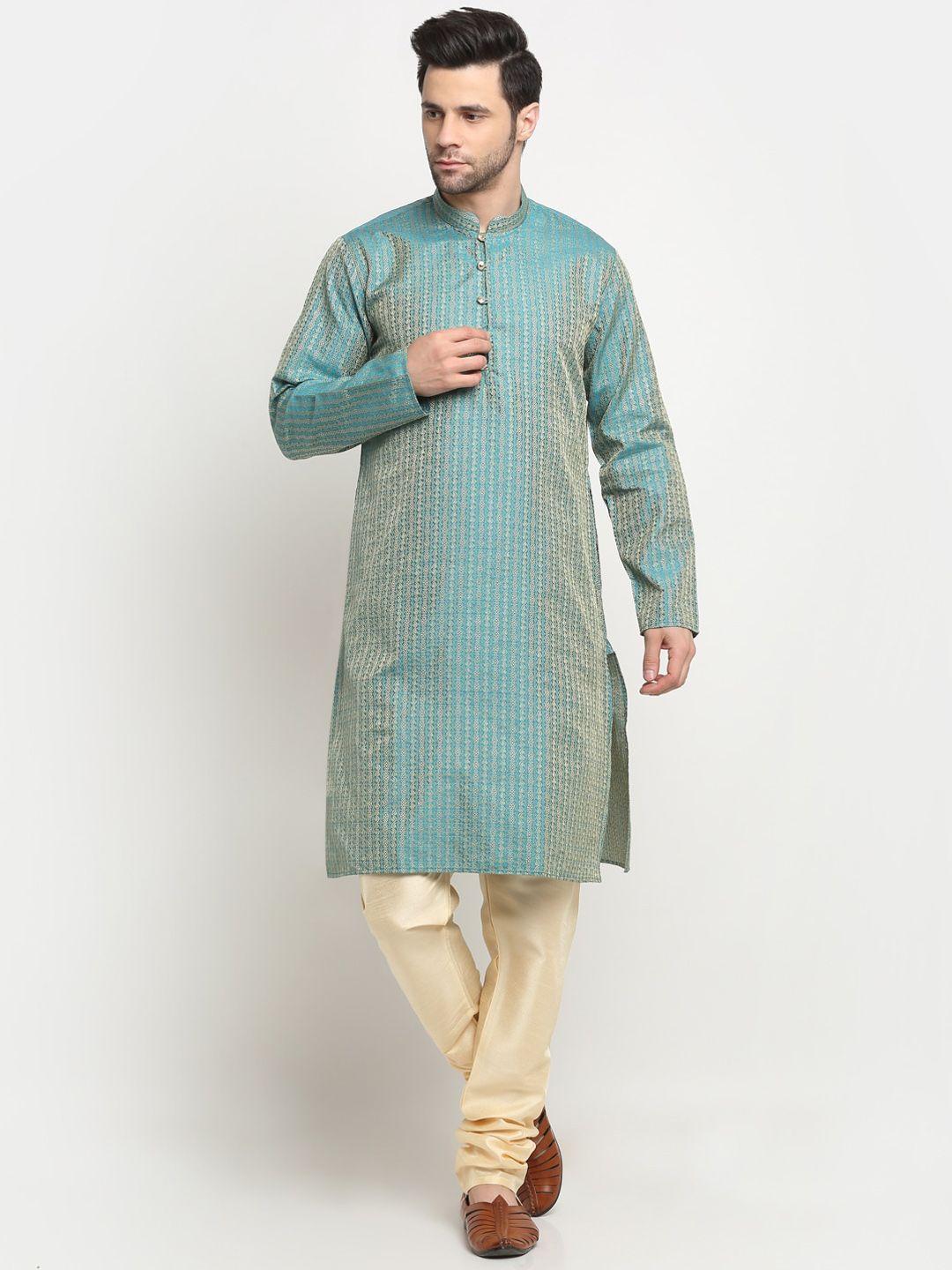 kraft india woven design striped regular kurta with churidar