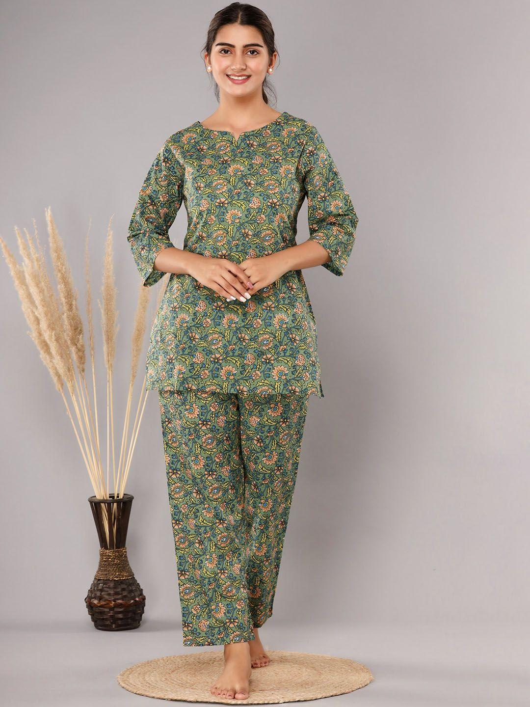 krati creations women printed pure cotton kurti & trousers
