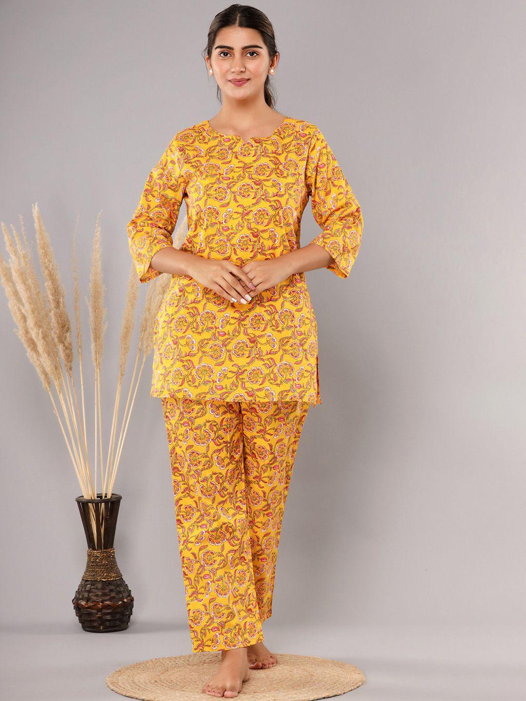 krati creations women printed pure cotton kurti & trousers