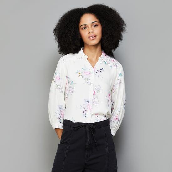 kraus women floral print slim fit casual shirt