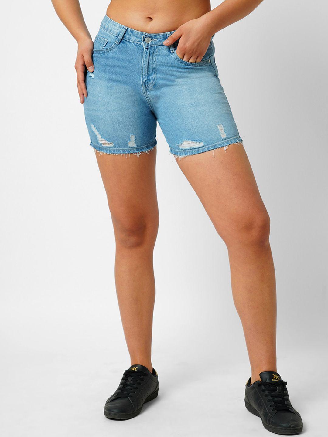 kraus jeans slim fit high-rise denim shorts