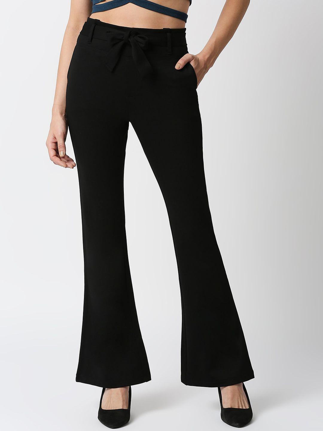 kraus jeans women black loose fit high-rise trousers
