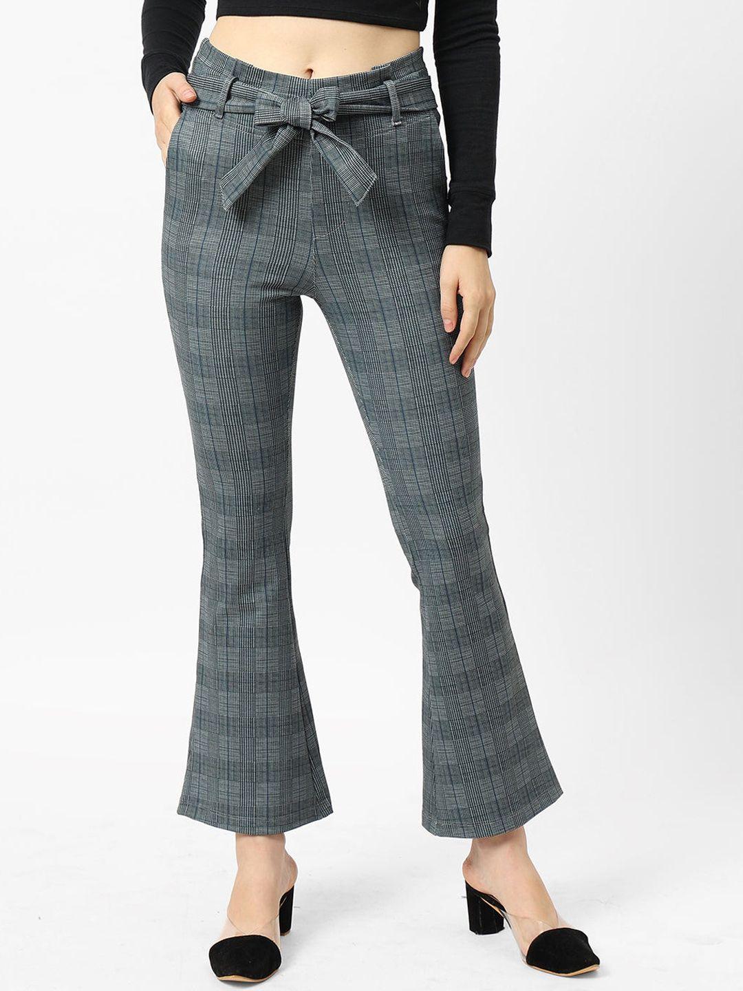 kraus jeans women checked slim fit high-rise trousers
