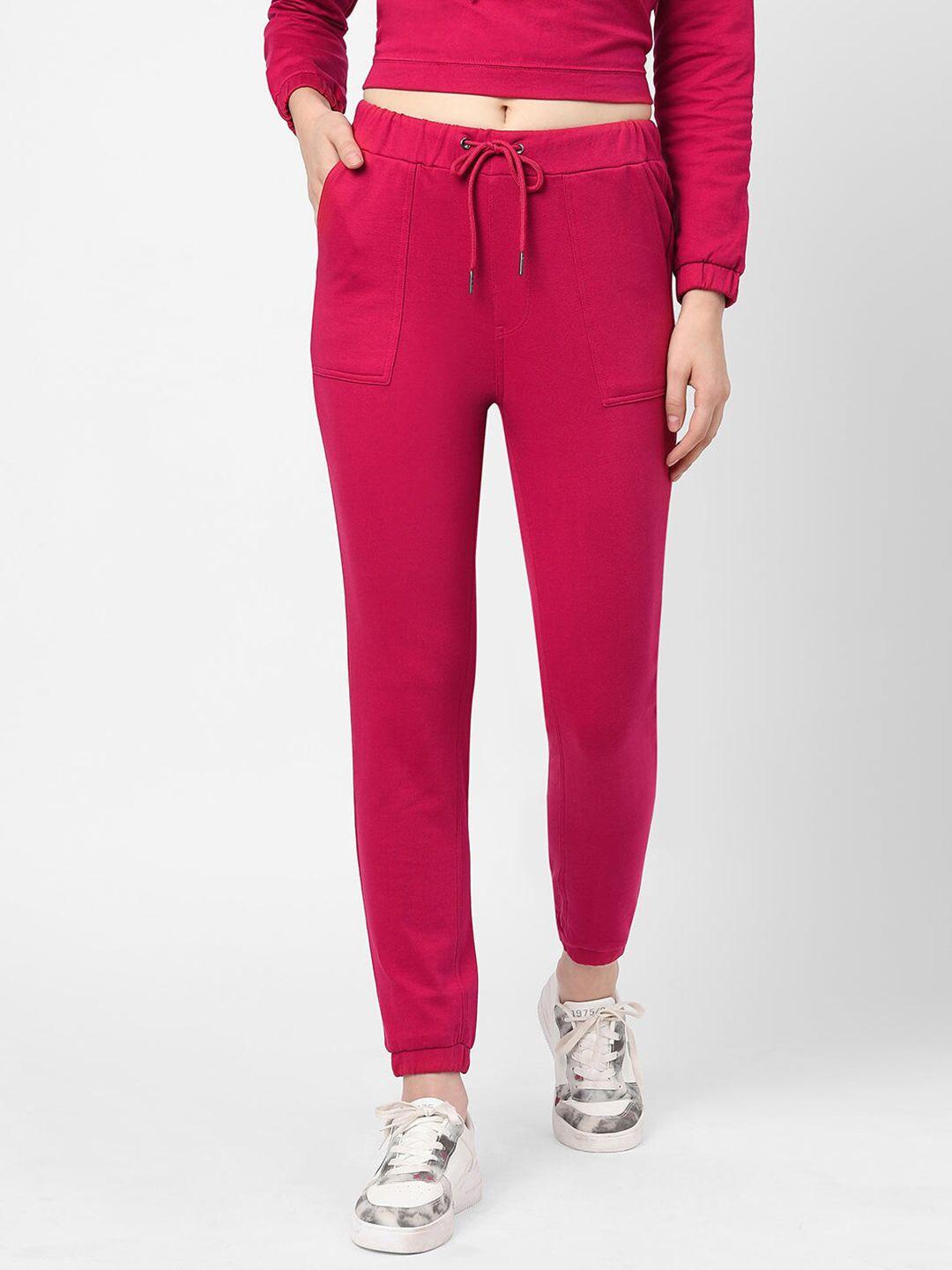 kraus jeans women fuchsia solid joggers track pants