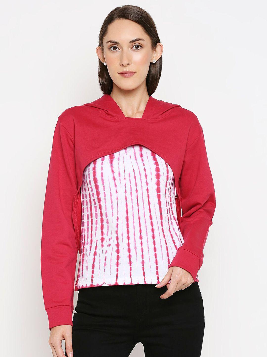 kraus jeans women hooded striped cottont-shirt