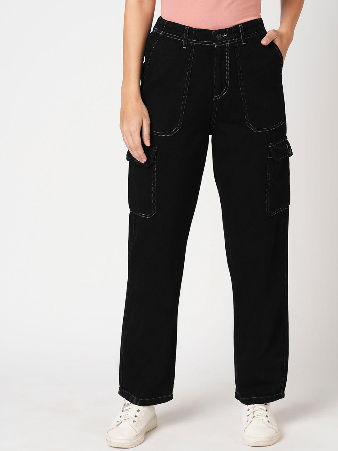 kraus jeans women loose fit high-rise cargos trousers