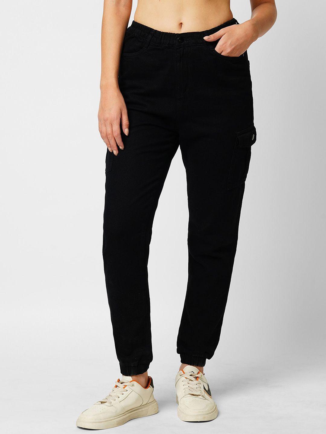 kraus jeans women mid-rise jogger cargo jeans