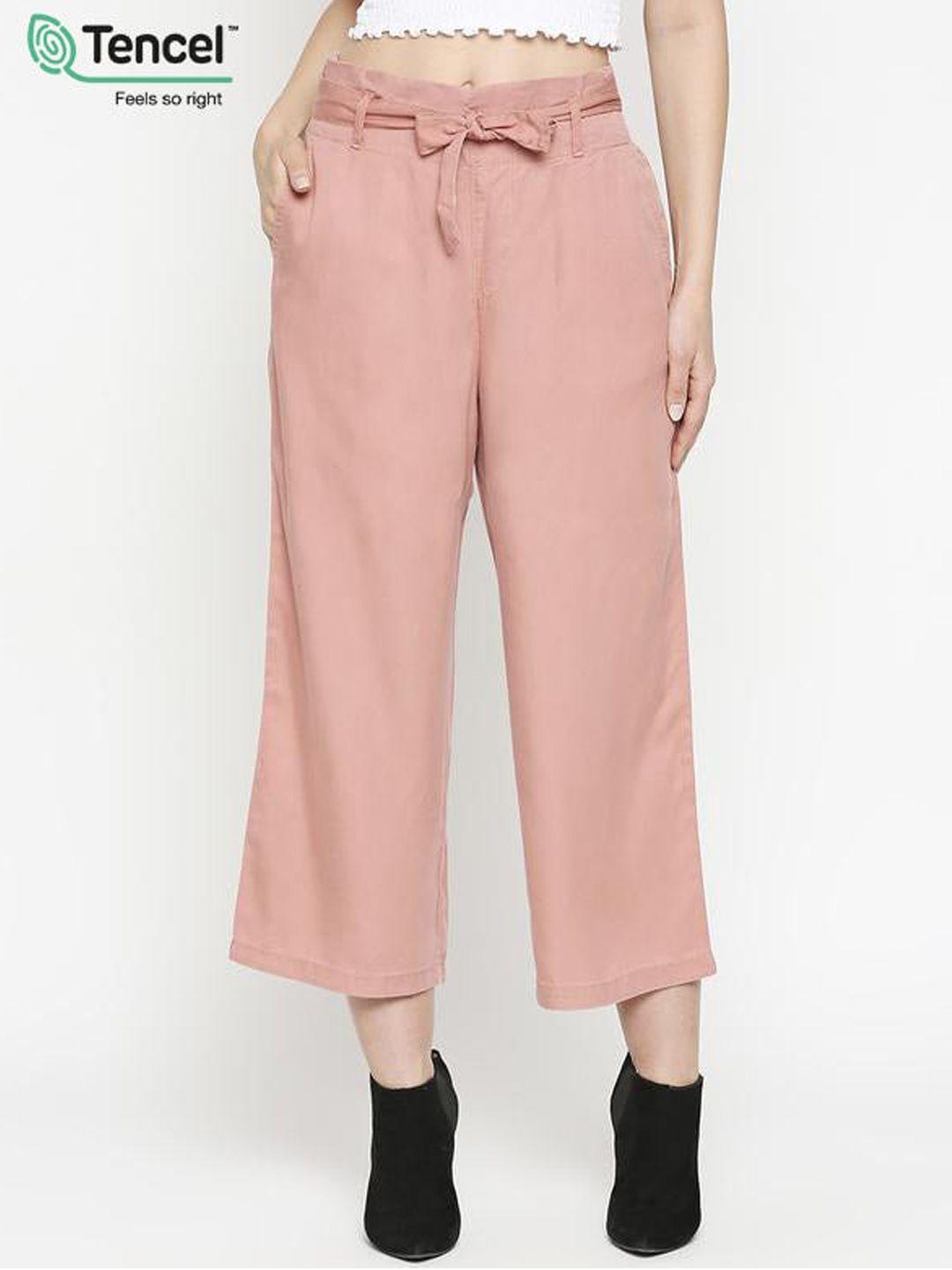 kraus jeans women pink loose fit high-rise culottes trousers