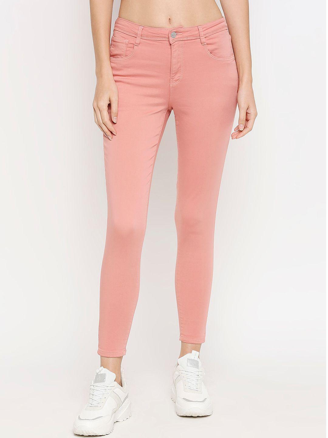 kraus jeans women pink skinny fit high-rise jeans