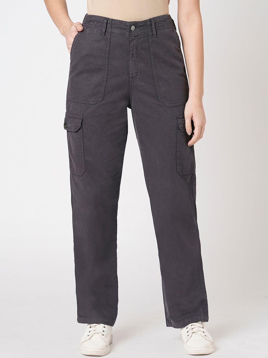 kraus jeans women relaxed fit high-rise denim cargo