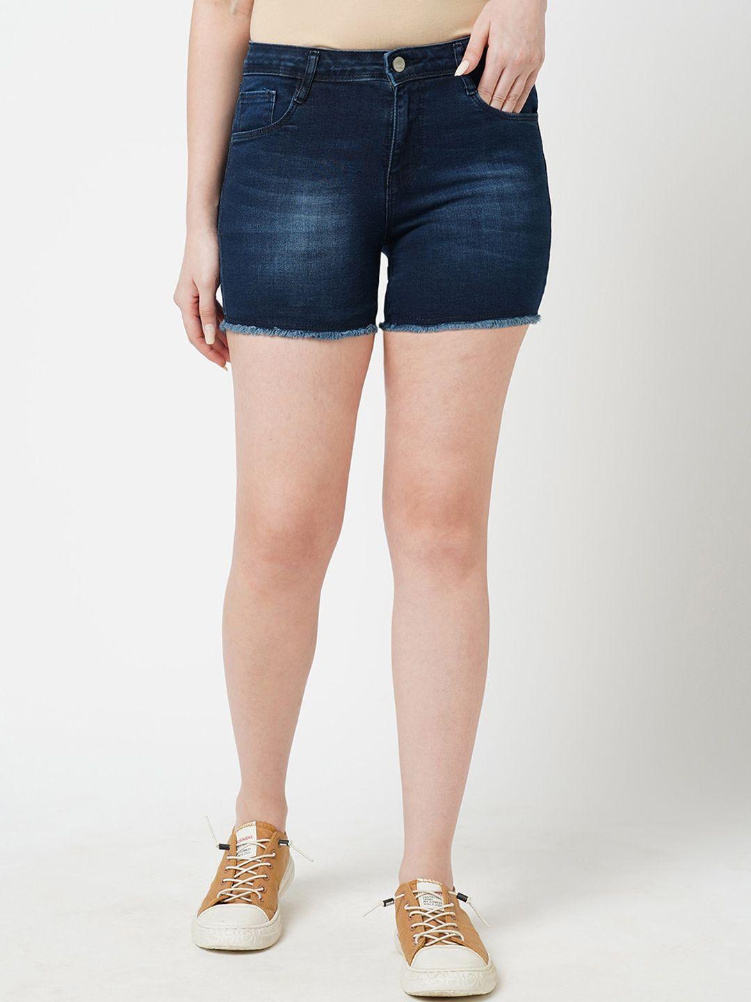 kraus jeans women washed high-rise slim fit denim shorts