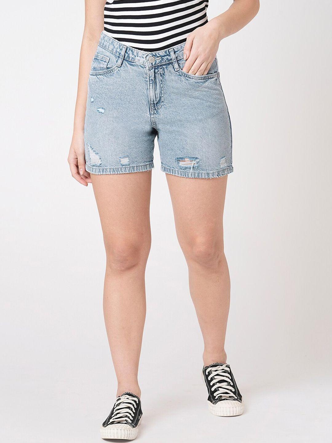 kraus jeans women washed slim fit high-rise cotton denim shorts technology