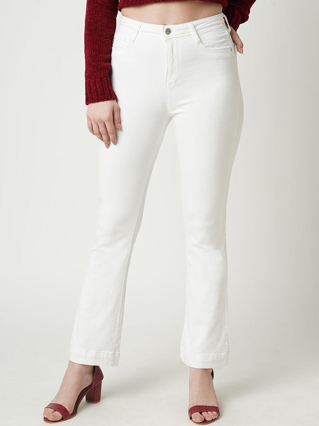 kraus jeans women white flared high-rise jeans