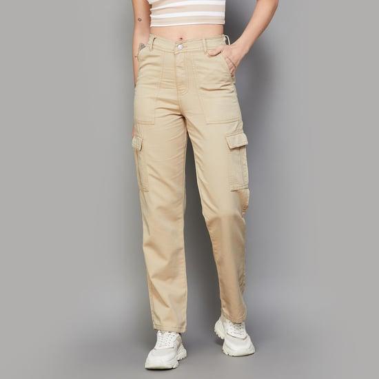 kraus women solid cargo trousers