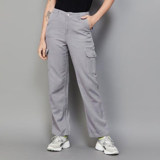 kraus women solid cargo trousers
