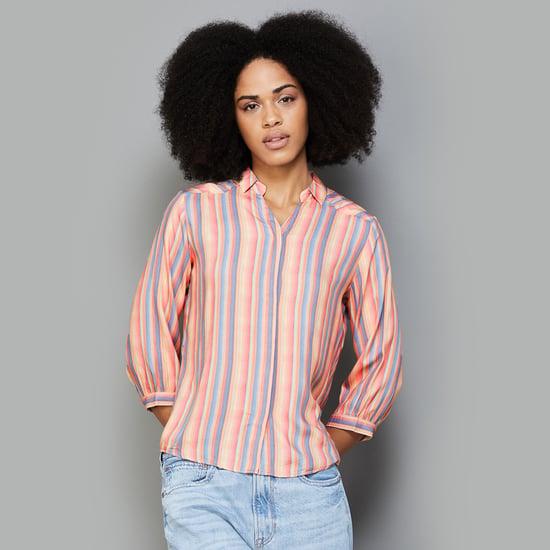 kraus women striped slim fit casual shirt