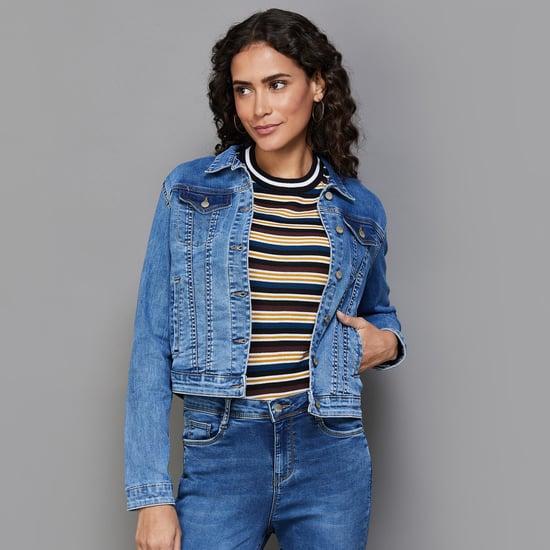 kraus women washed denim jacket