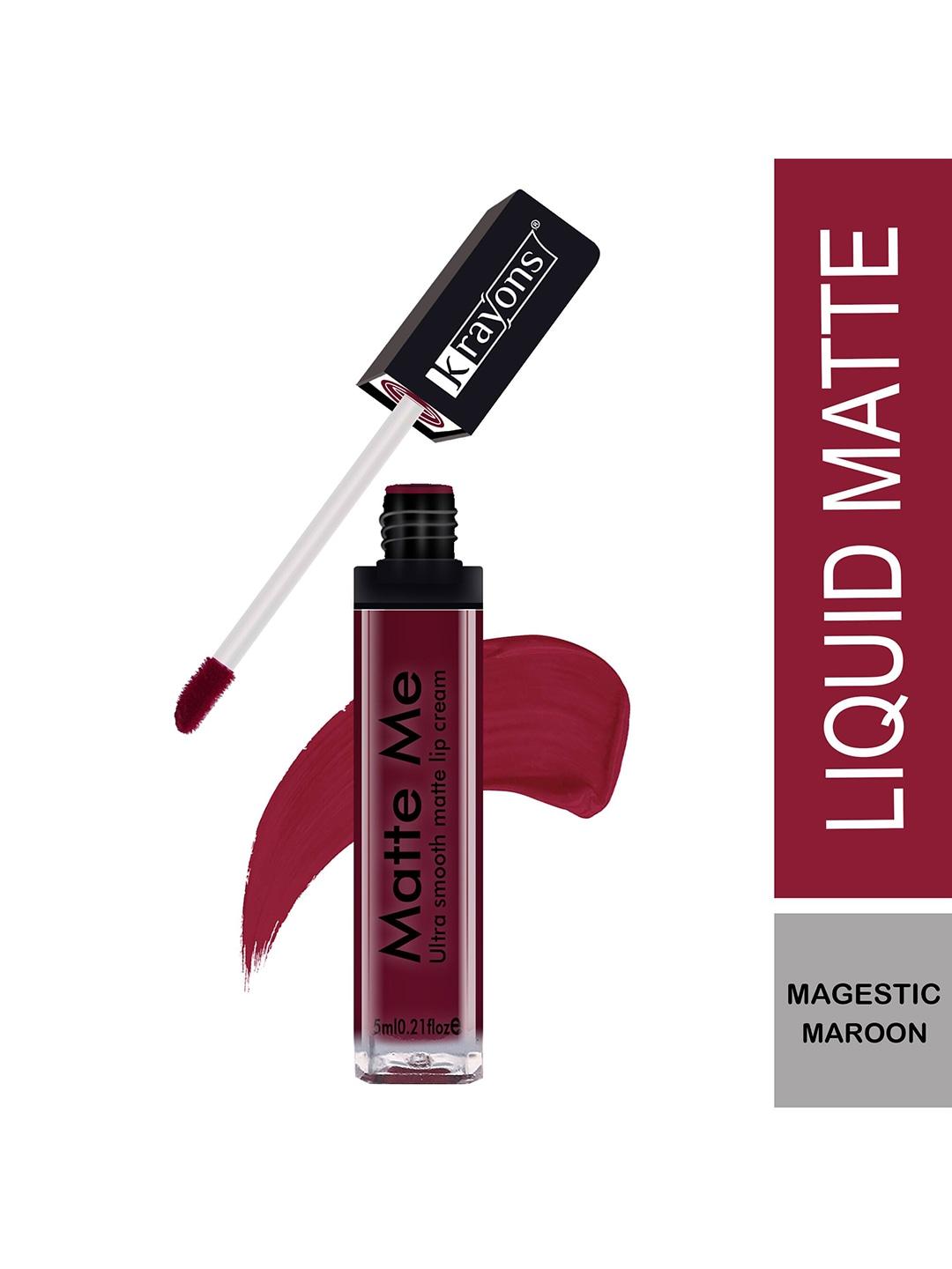 krayons matte me ultra smooth matte liquid lip color 5 ml - majestic maroon