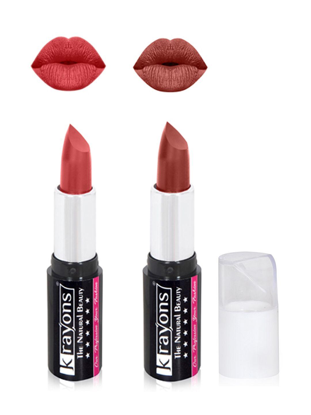 krayons set of 2 the natural beauty moisturizing & long-lasting matte lipstick - 4 g each