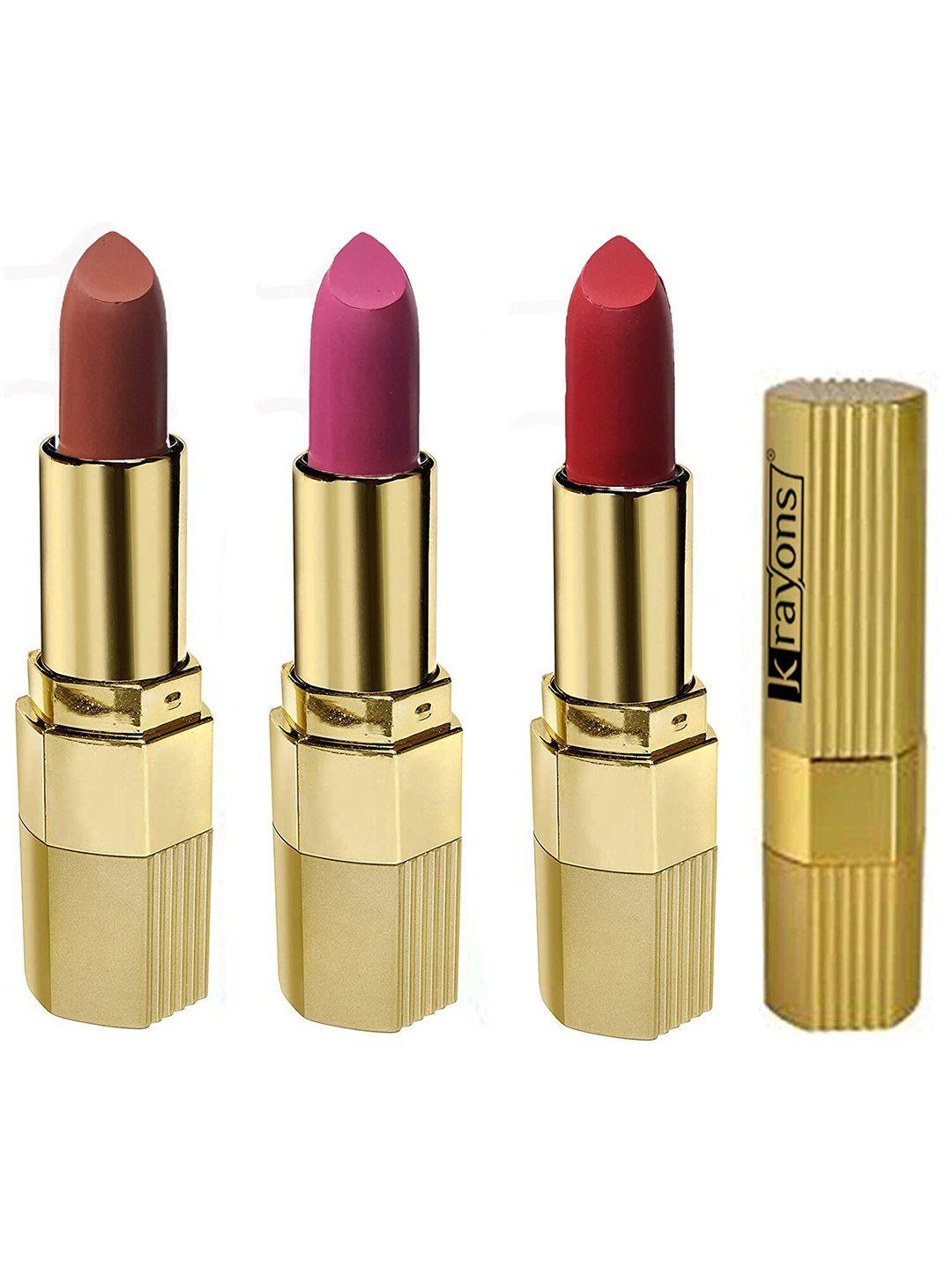 krayons set of 3 desire moisturizing & long-lasting matte lipstick - 3.5 g each