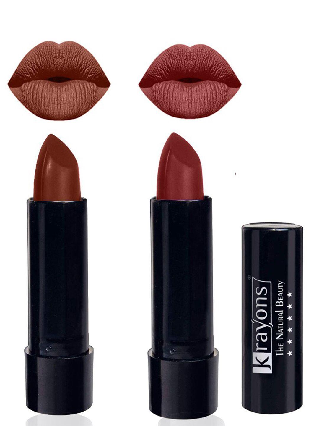 krayons the natural beauty set of 2 matte lipstick - chocolate mocha167 & cherry maroon195