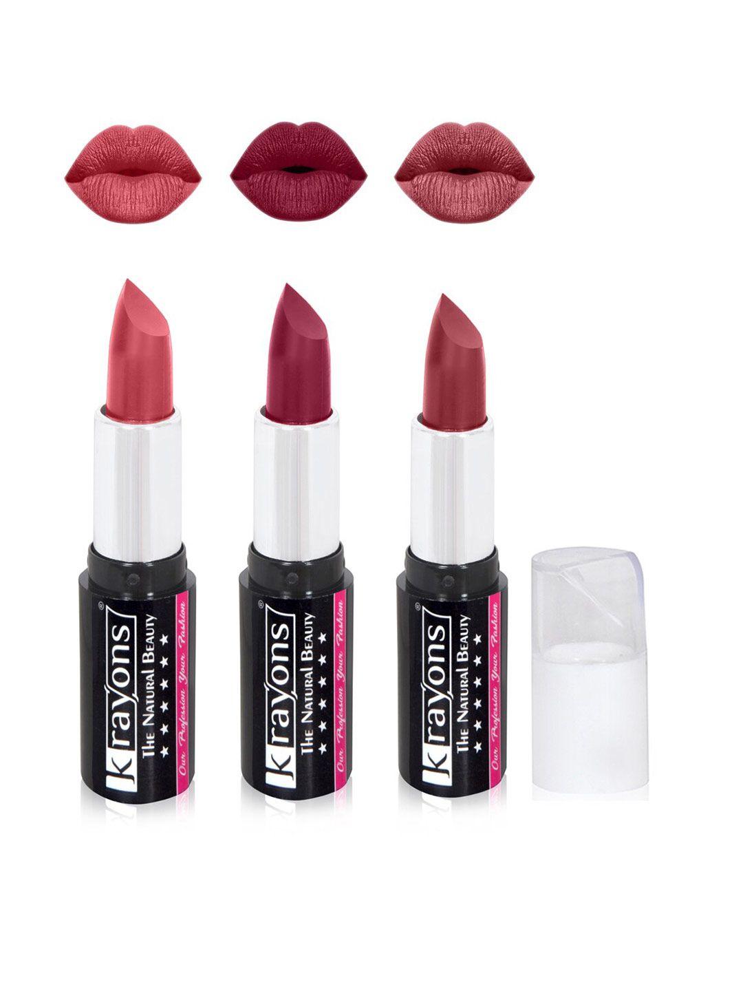 krayons the natural beauty set of 3 moisturizing matte lipsticks - 4 g each