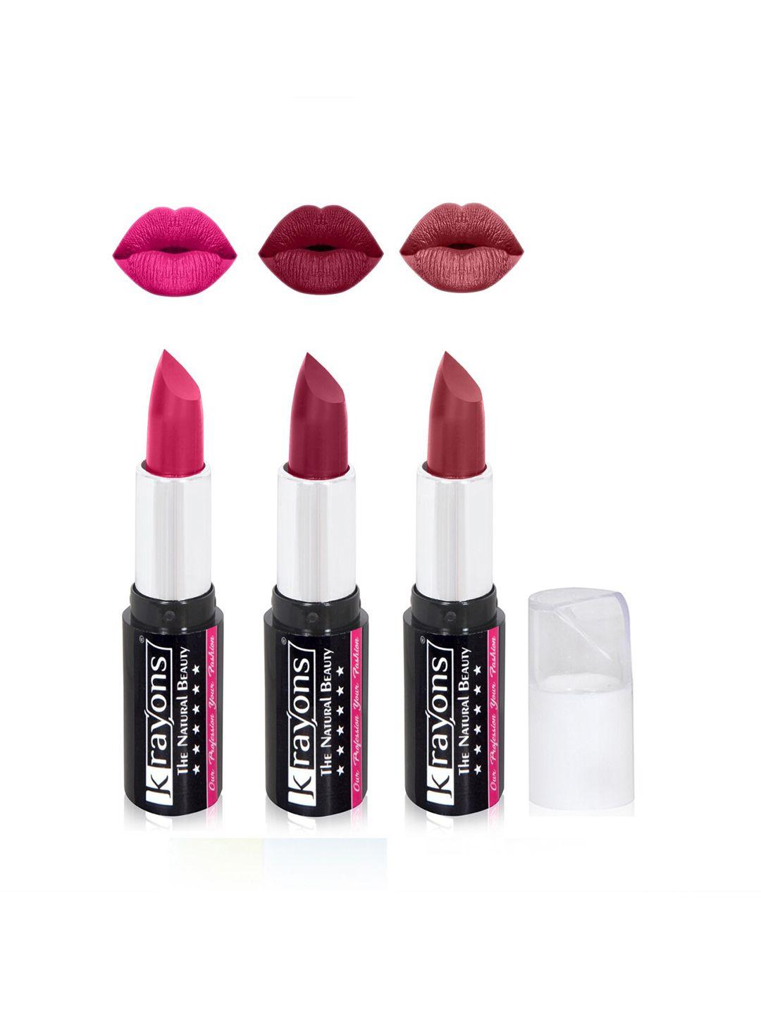 krayons the natural beauty set of 3 moisturizing matte lipsticks - 4 g each