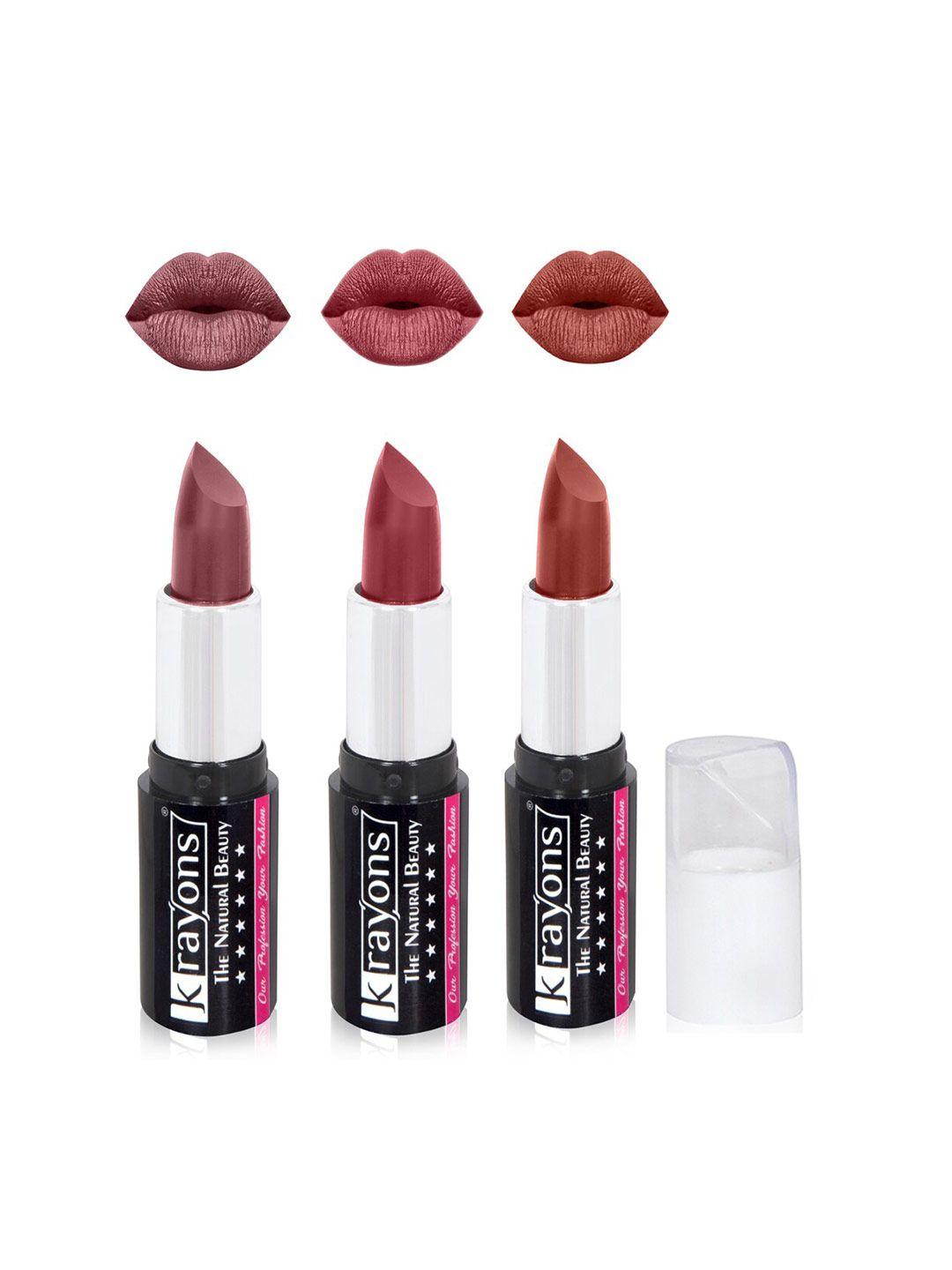 krayons the natural beauty set of 3 moisturizing matte lipsticks - 4 g each
