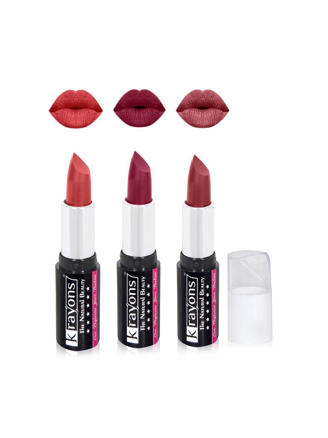 krayons the natural beauty set of 3 moisturizing matte lipsticks - 4 g each
