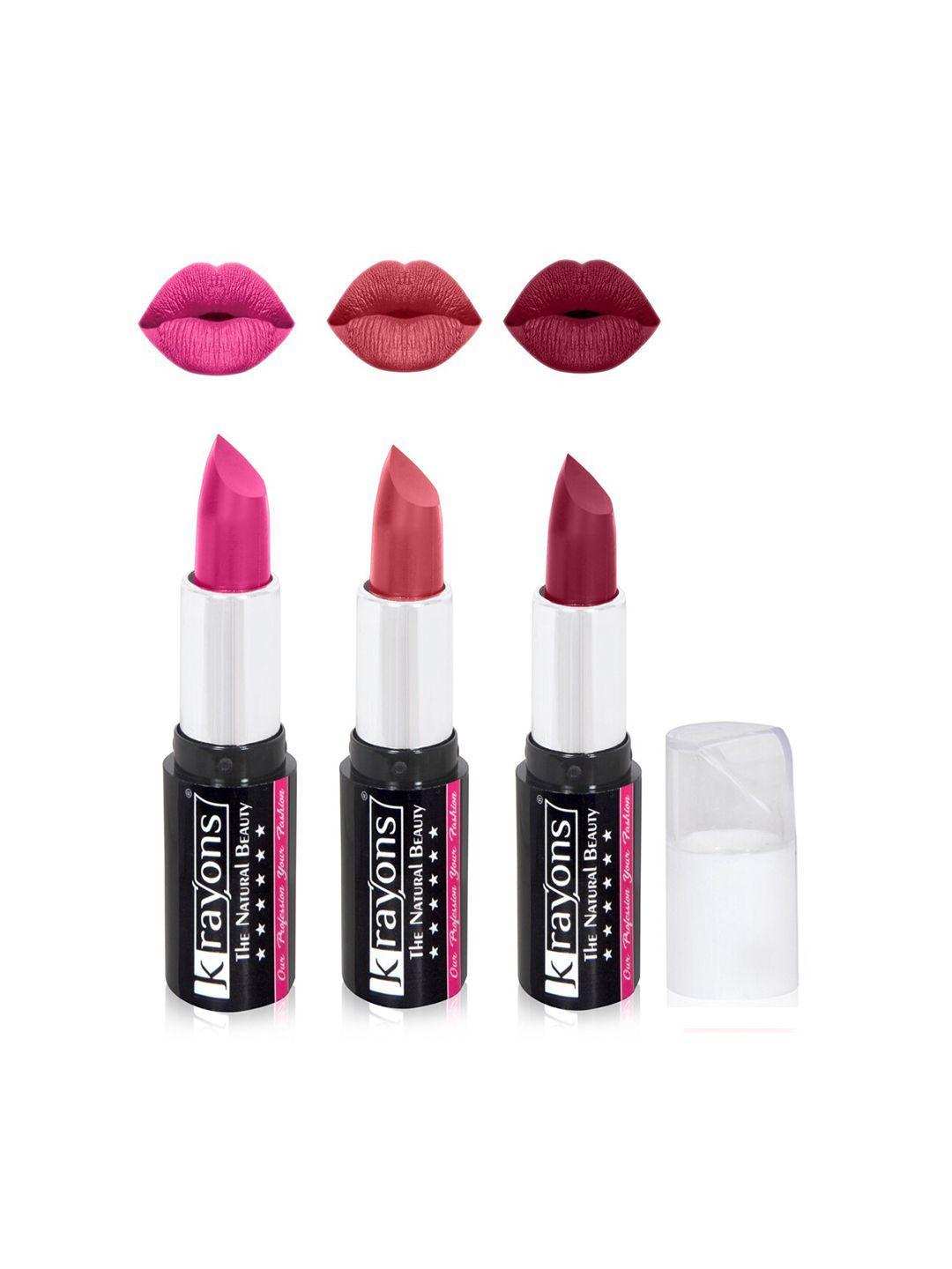 krayons the natural beauty set of 3 moisturizing matte lipsticks - 4 g each