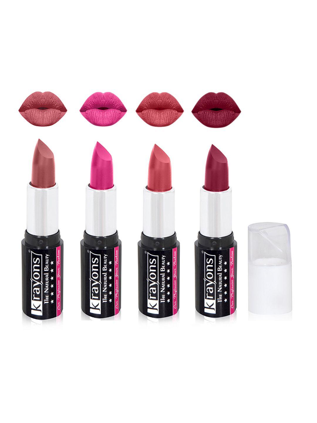 krayons the natural beauty set of 4 moisturizing matte lipsticks - 4 g each