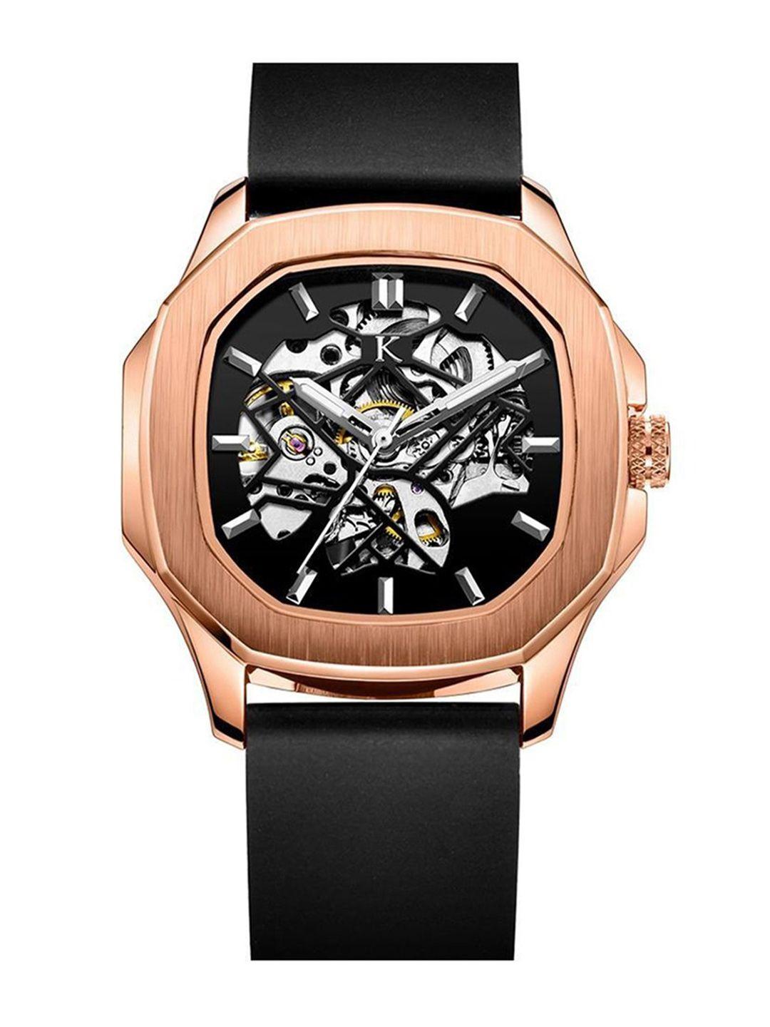 kredo men otus rose gold automatic skeleton analogue watch-kw043