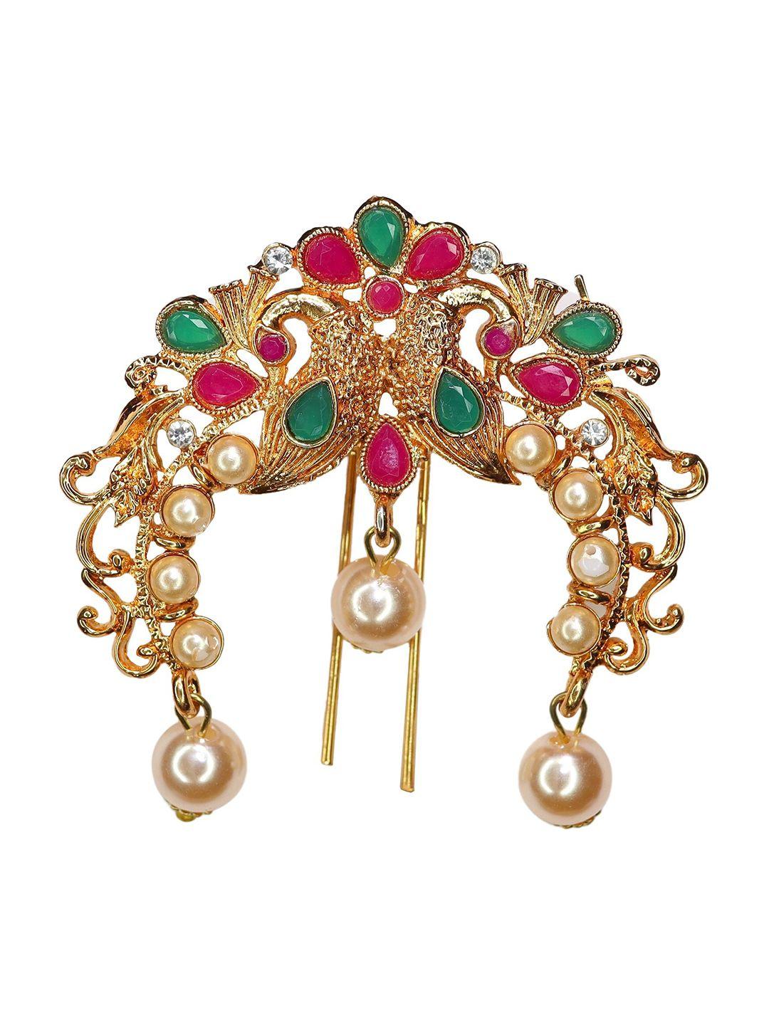 krelin women gold-toned & pink beaded hair accessory
