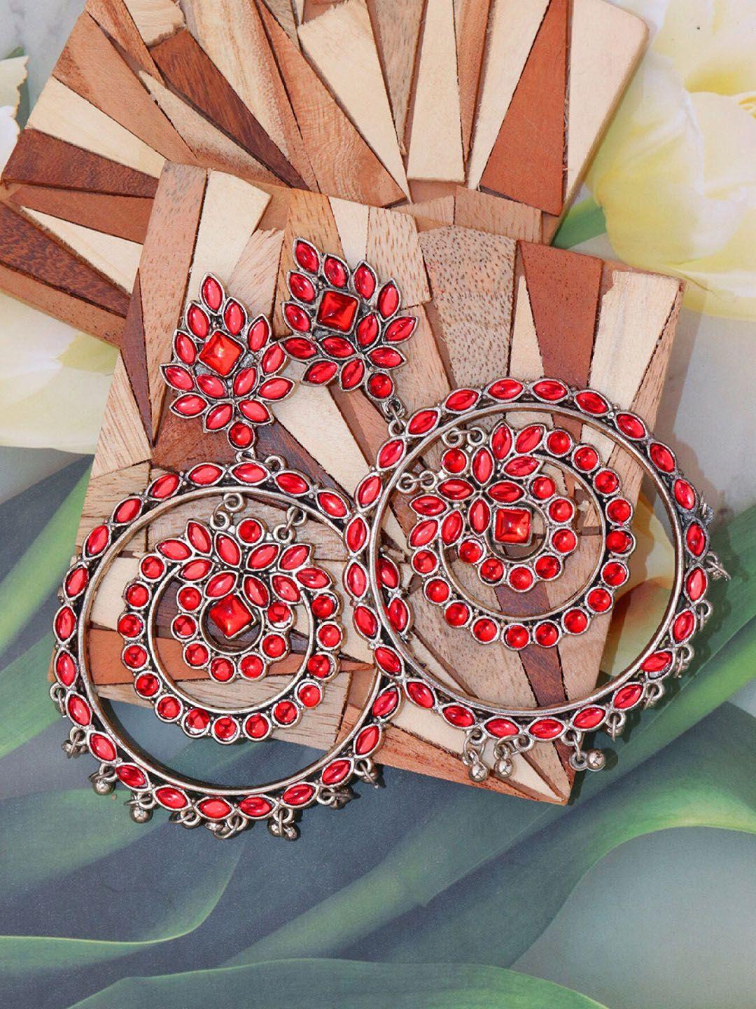 krelin artificial stones studded contemporary oxidised chandbalis earrings