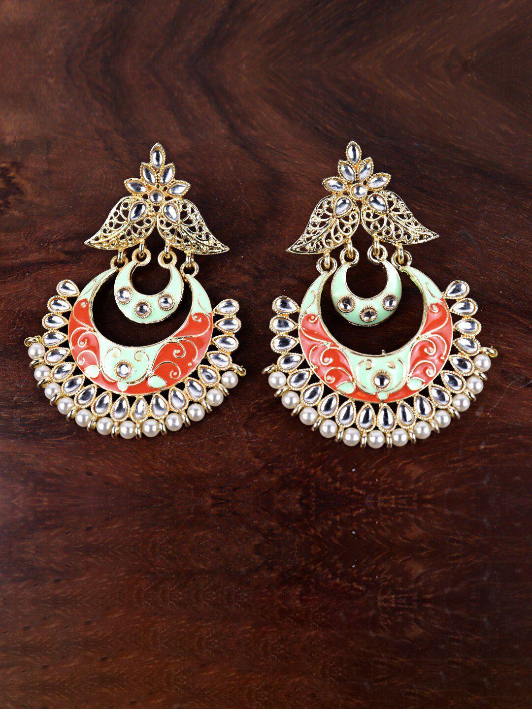krelin gold-plated classic meenakari chandbalis earrings