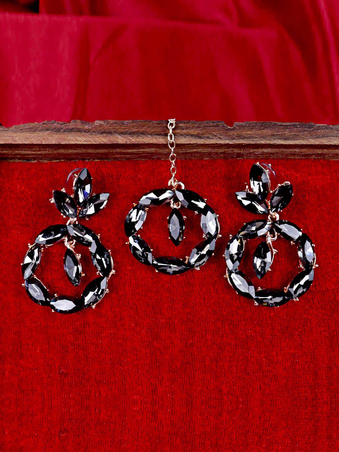 krelin gold-plated crystal-studded rhinestone jewellery set