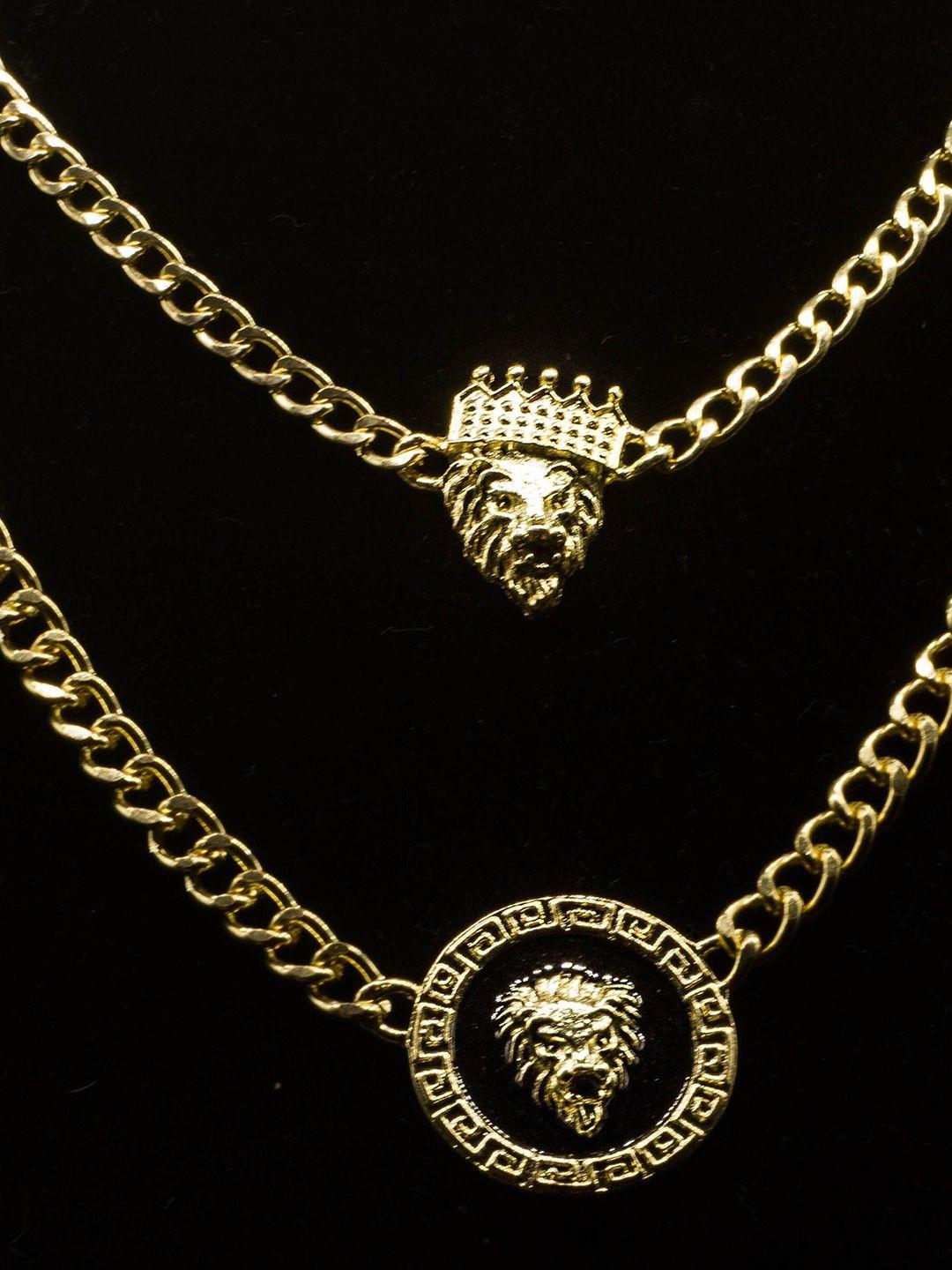 krelin gold-plated lion head with crown pendant necklace