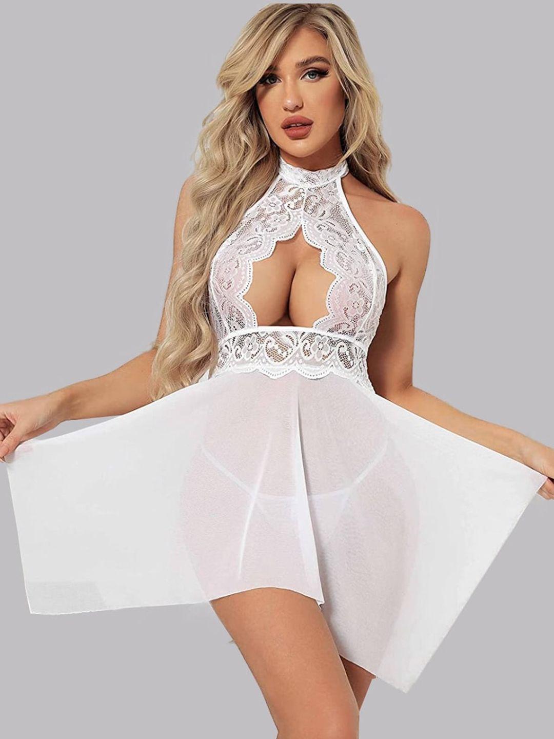 krelin net halter neck lace baby doll