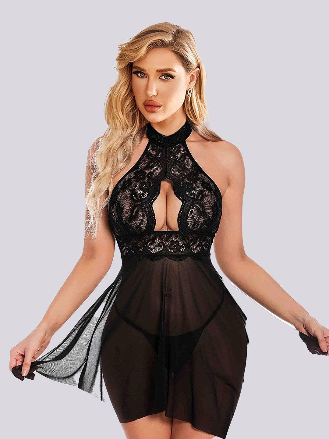 krelin net halter neck lace baby doll