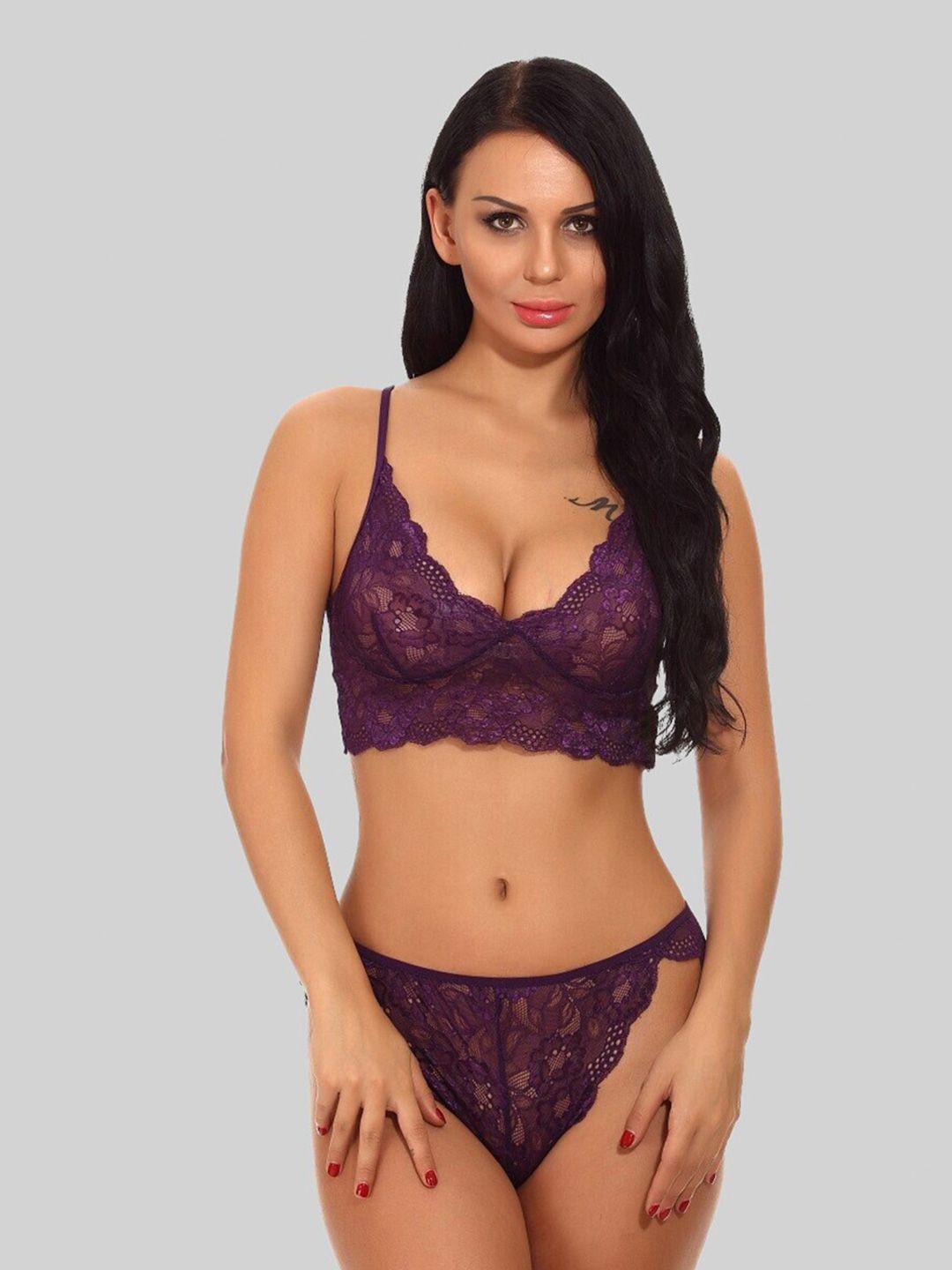 krelin self design net lingerie set