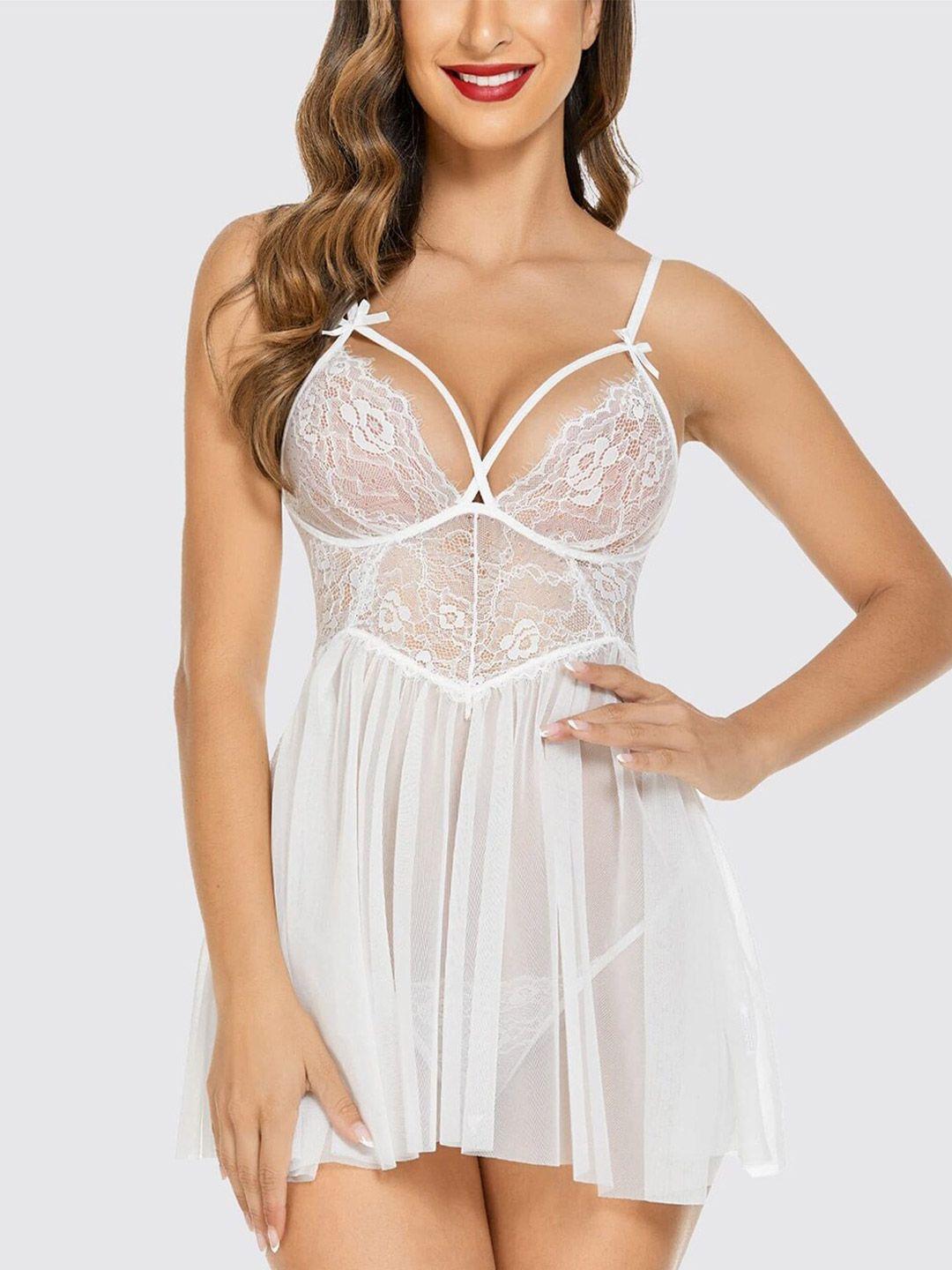 krelin self design shoulder straps lace baby doll